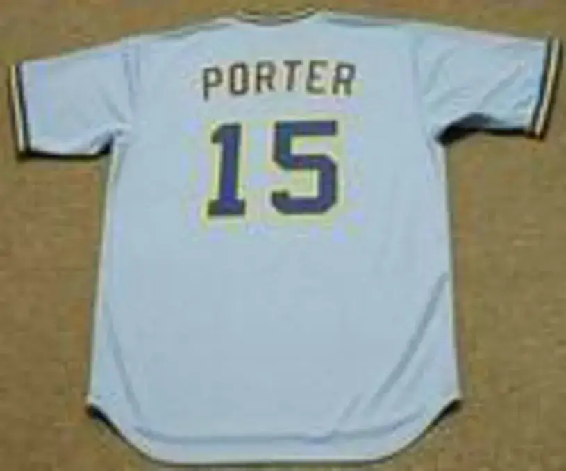 DARRELL PORTER Milwaukee Brewers 1975 Away Majestic Throwback Baseball Jersey 