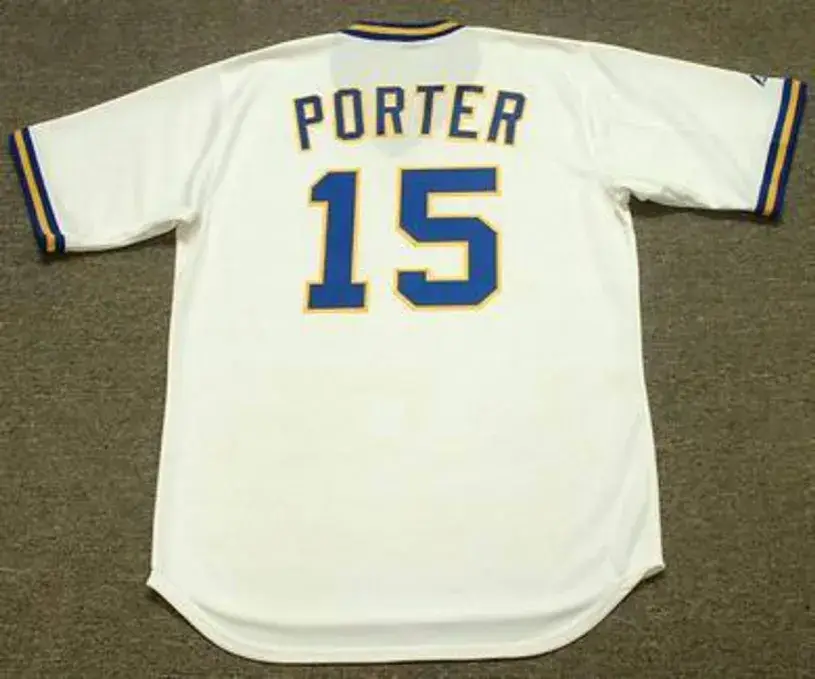 DARRELL PORTER Milwaukee Brewers 1975 Home Majestic Throwback Baseball Jersey 