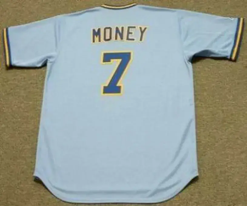 DON MONEY Milwaukee Brewers 1975 Away Majestic Throwback Baseball Jersey 