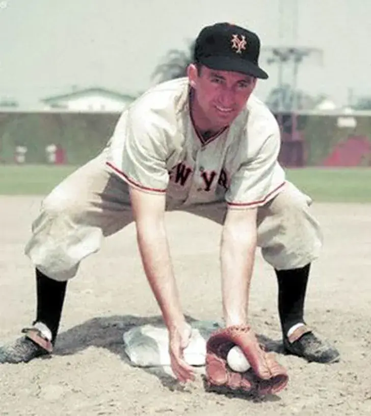EDDIE STANKY New York Giants 1951 Majestic Throwback Away Baseball Jersey 