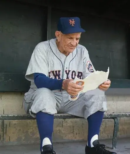 CASEY STENGEL New York Mets 1962 Away Majestic Baseball Throwback Jersey 