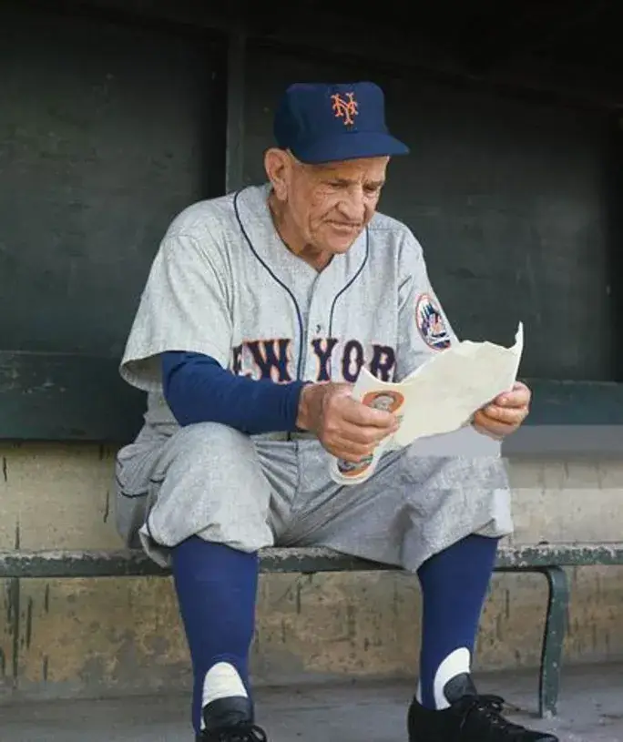 CASEY STENGEL New York Mets 1962 Away Majestic Baseball Throwback Jersey 