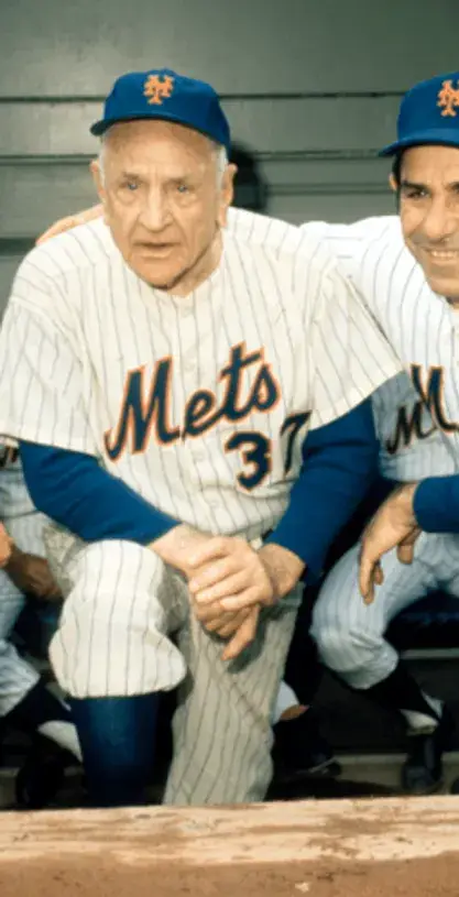 CASEY STENGEL New York Mets 1962 Home Majestic Baseball Throwback Jersey 