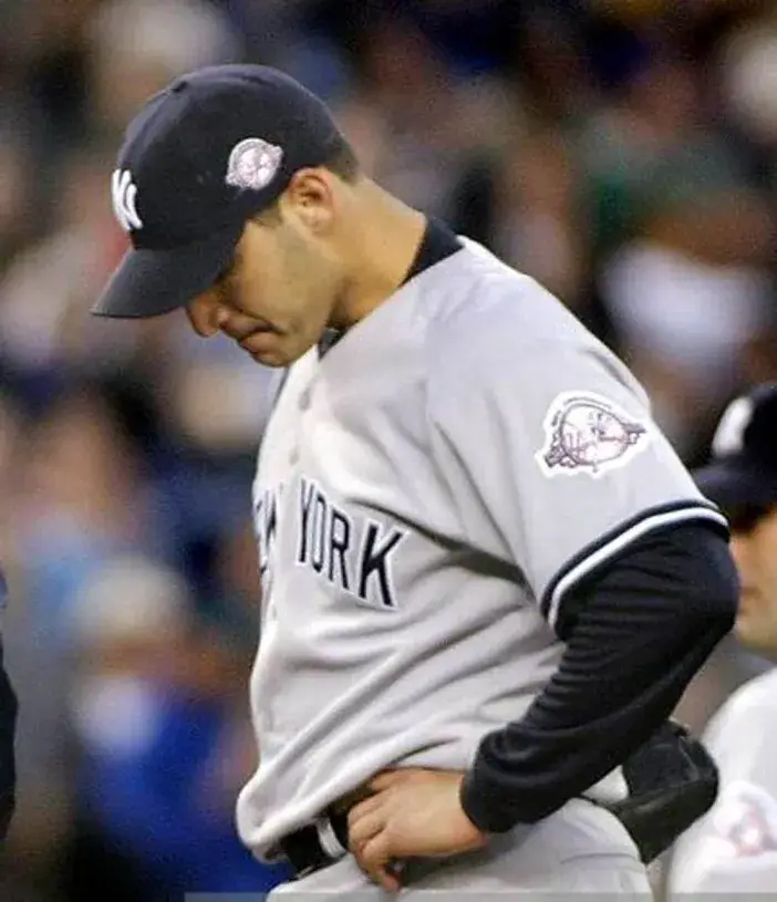 ANDY PETTITTE New York Yankees 2003 Away Majestic Throwback Baseball Jersey 