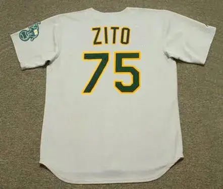 BARRY ZITO Oakland Athletics 2002 Away Majestic Throwback Baseball Jersey