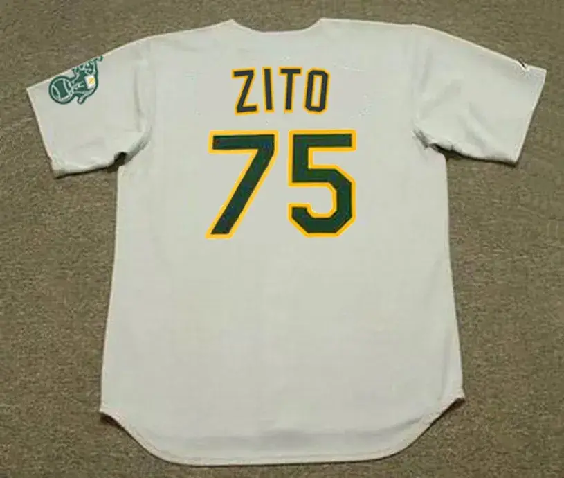 BARRY ZITO Oakland Athletics 2002 Away Majestic Throwback Baseball Jersey