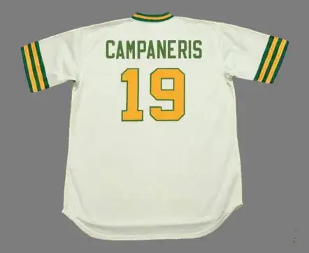 BERT CAMPANERIS Oakland Athletics 1973 Home Majestic Throwback Baseball Jersey 