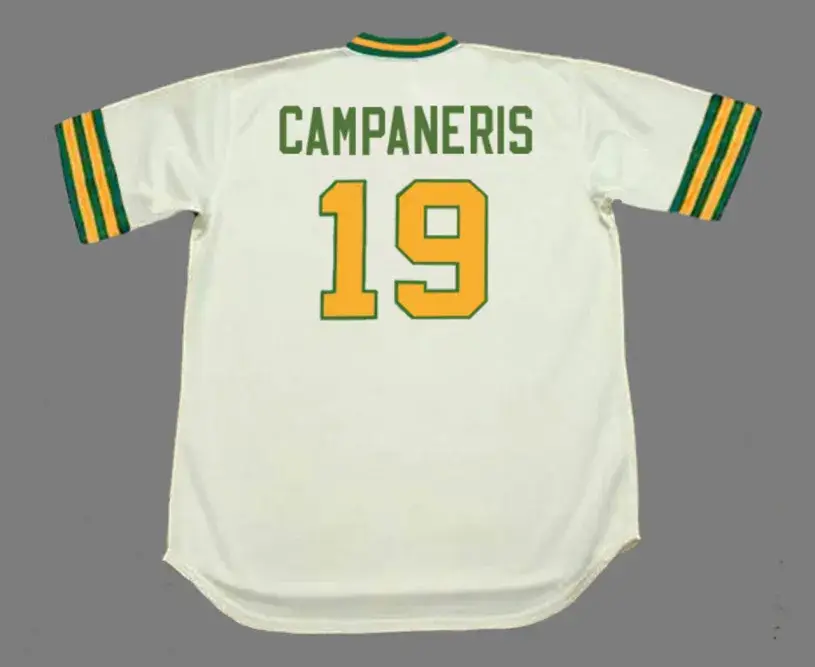 BERT CAMPANERIS Oakland Athletics 1973 Home Majestic Throwback Baseball Jersey 