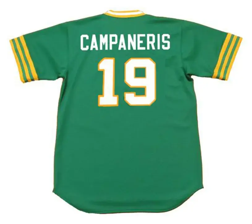 BERT CAMPANERIS Oakland Athletics 1973 Majestic Cooperstown Away Baseball Jersey 