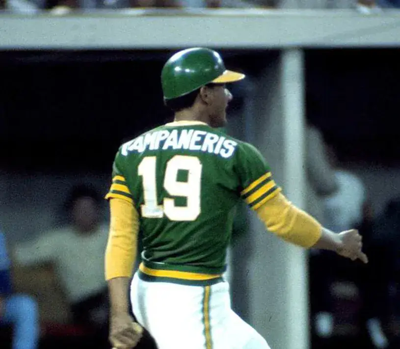 BERT CAMPANERIS Oakland Athletics 1973 Majestic Cooperstown Away Baseball Jersey 