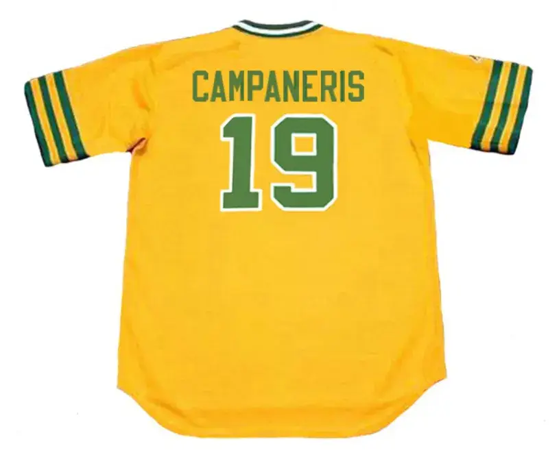 BERT CAMPANERIS Oakland Athletics 1974 Majestic Cooperstown Baseball Jersey 