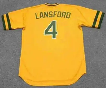 CARNEY LANSFORD Oakland Athletics 1983 Majestic Cooperstown Baseball Jersey 
