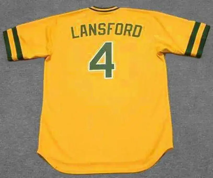 CARNEY LANSFORD Oakland Athletics 1983 Majestic Cooperstown Baseball Jersey 