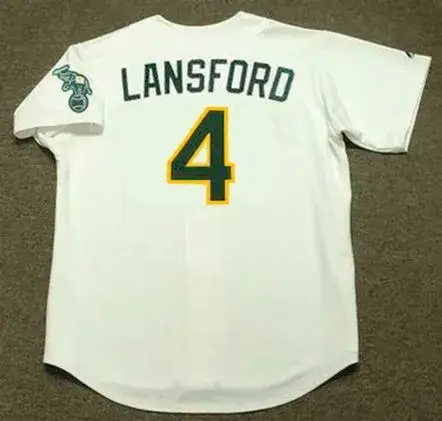 CARNEY LANSFORD Oakland Athletics 1989 Home Majestic Baseball Throwback Jersey 