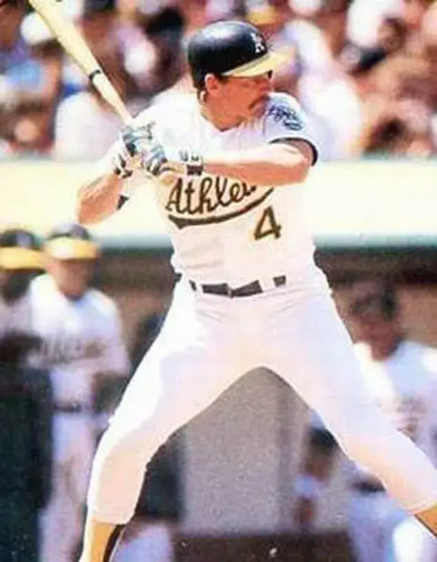 CARNEY LANSFORD Oakland Athletics 1989 Home Majestic Baseball Throwback Jersey 