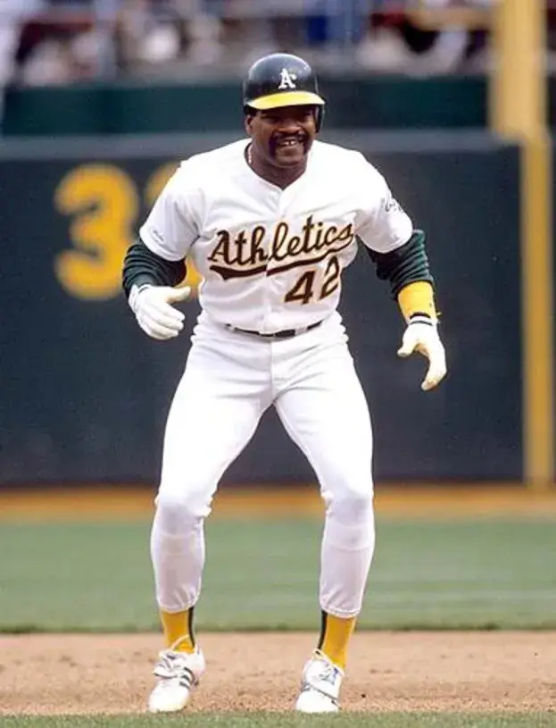 DAVE HENDERSON Oakland Athletics 1989 Home Majestic Baseball Throwback Jersey 