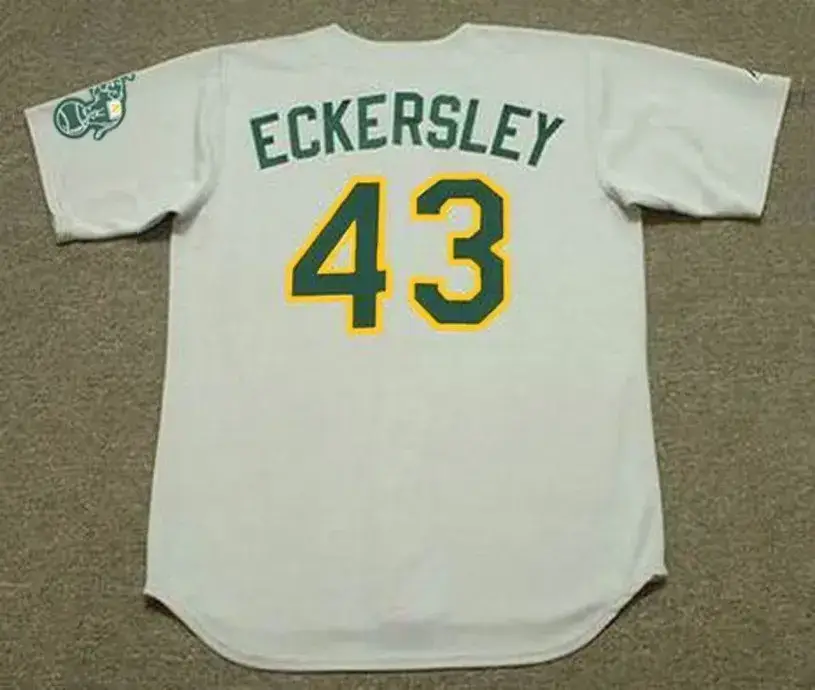 DENNIS ECKERSLEY Oakland Athletics 1989 Away Majestic Baseball Throwback Jersey 