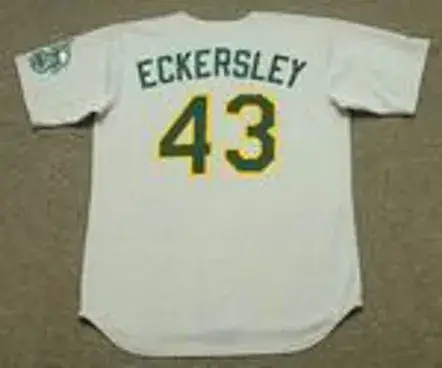 DENNIS ECKERSLEY Oakland Athletics 1989 Away Majestic Baseball Throwback Jersey 