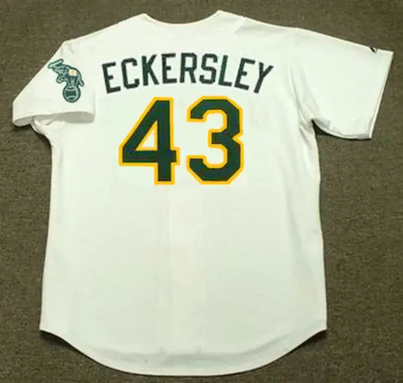 DENNIS ECKERSLEY Oakland Athletics 1989 Home Majestic Baseball Throwback Jersey 