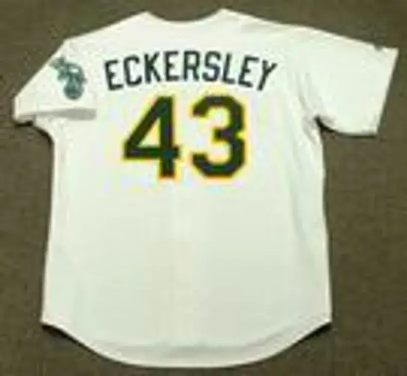 DENNIS ECKERSLEY Oakland Athletics 1989 Home Majestic Baseball Throwback Jersey 