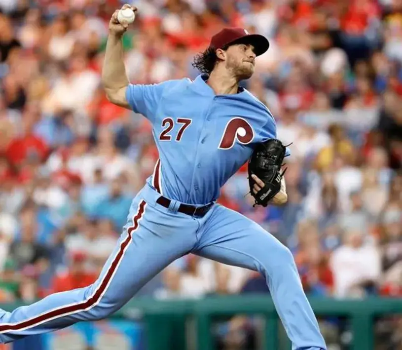 AARON NOLA Philadelphia Phillies 1980’s Majestic Throwback Away Baseball Jersey 