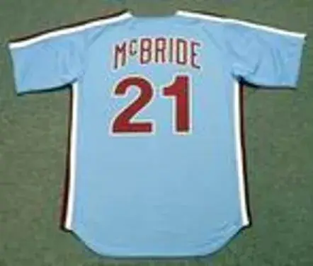BAKE McBRIDE Philadelphia Phillies 1980 Majestic Cooperstown Throwback Away Baseball Jersey 