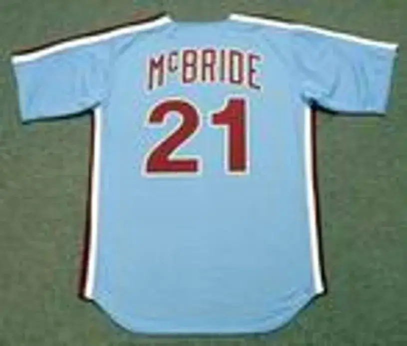 BAKE McBRIDE Philadelphia Phillies 1980 Majestic Cooperstown Throwback Away Baseball Jersey 