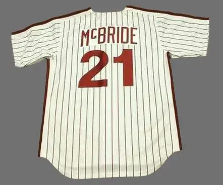 BAKE McBRIDE Philadelphia Phillies 1980 Majestic Cooperstown Throwback Home Baseball Jersey 