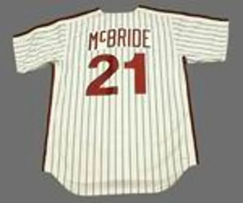 BAKE McBRIDE Philadelphia Phillies 1980 Majestic Cooperstown Throwback Home Baseball Jersey 