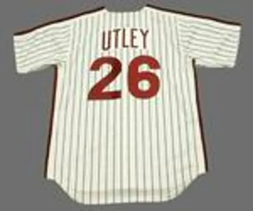 CHASE UTLEY Philadelphia Phillies 1980’s Majestic Cooperstown Throwback Home Baseball Jersey 