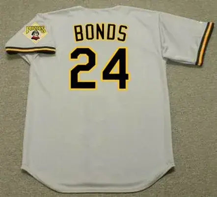 BARRY BONDS Pittsburgh Pirates 1992 Away Majestic Baseball Throwback Jersey 
