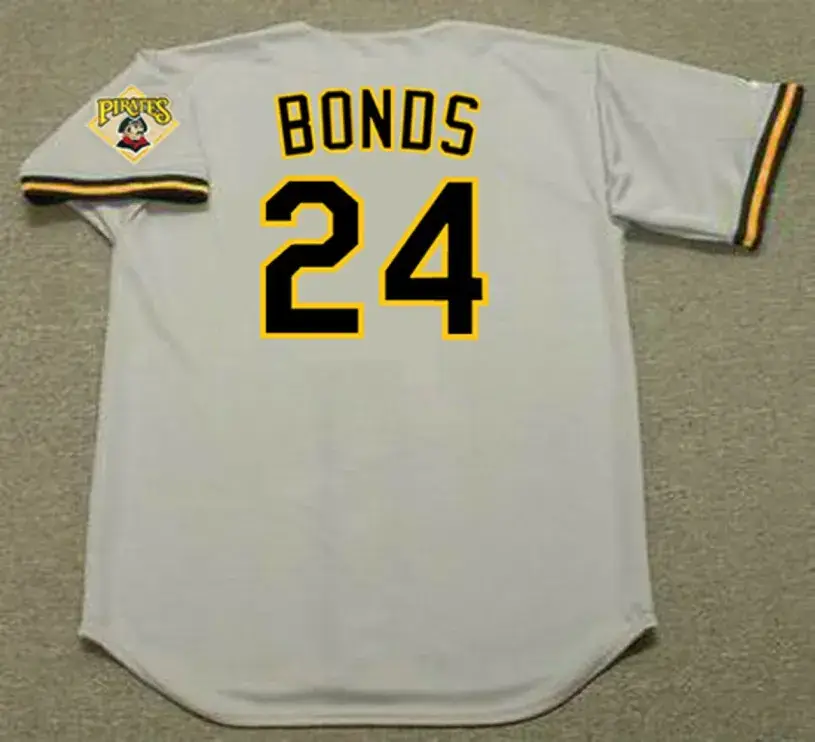 BARRY BONDS Pittsburgh Pirates 1992 Away Majestic Baseball Throwback Jersey 