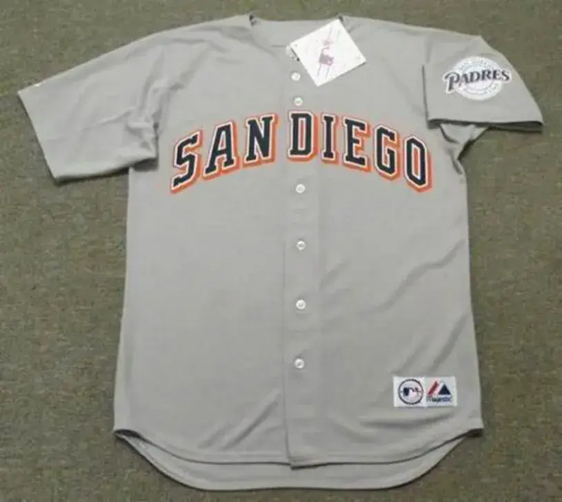 BIP ROBERTS San Diego Padres 1994 Away Majestic Baseball Throwback Jersey