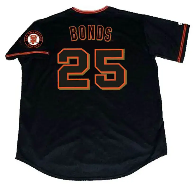 BARRY BONDS San Francisco Giants 2002 Majestic Throwback Alternate Baseball Jersey 