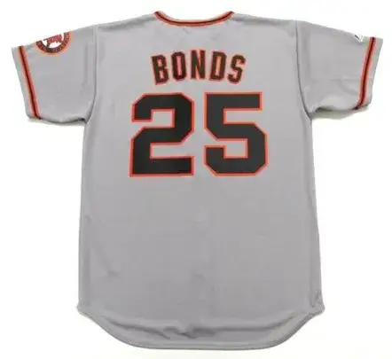 BARRY BONDS San Francisco Giants 2002 Majestic Throwback Away Baseball Jersey 