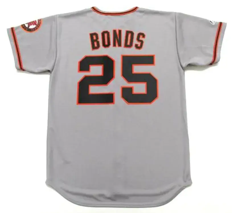BARRY BONDS San Francisco Giants 2002 Majestic Throwback Away Baseball Jersey 
