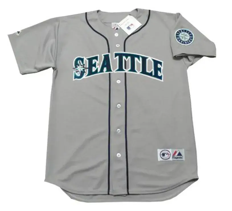EDGAR MARTINEZ Seattle Mariners 1997 Away Majestic Throwback Baseball Jersey