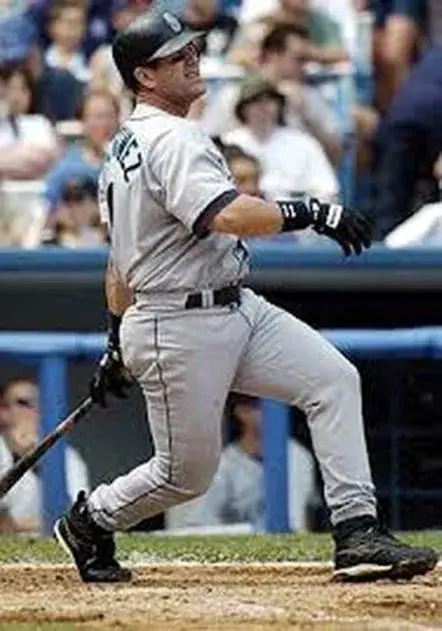 EDGAR MARTINEZ Seattle Mariners 1997 Away Majestic Throwback Baseball Jersey 