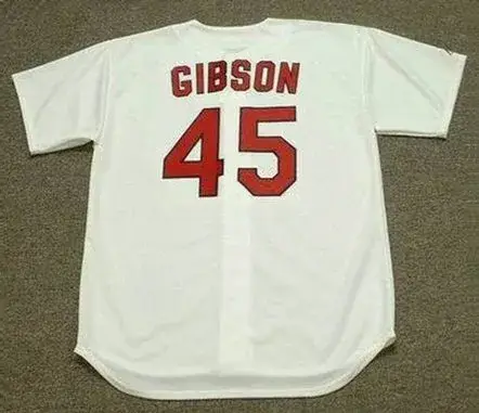 BOB GIBSON St. Louis Cardinals 1967 Majestic Cooperstown Throwback Home Baseball Jersey 