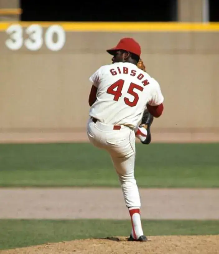 BOB GIBSON St. Louis Cardinals 1967 Majestic Cooperstown Throwback Home Baseball Jersey 