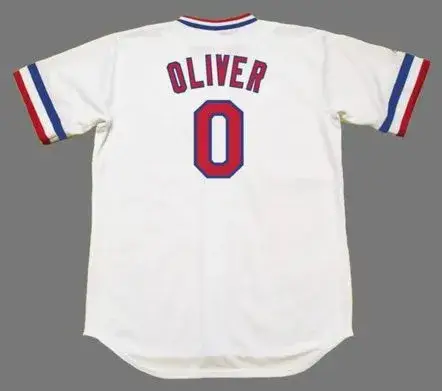 AL OLIVER Texas Rangers 1981 Majestic Cooperstown Home Baseball Jersey 