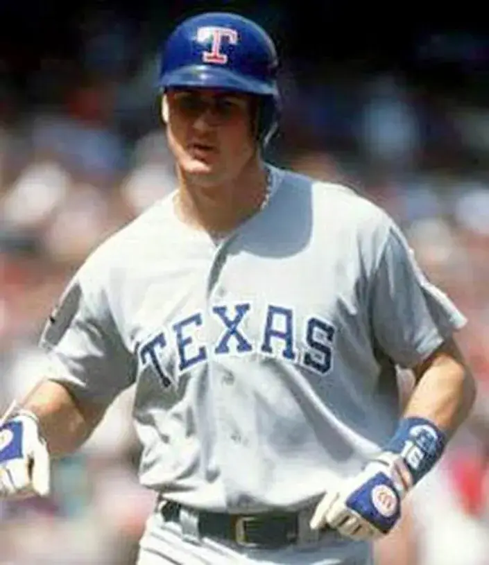 DEAN PALMER Texas Rangers 1993 Majestic Cooperstown Throwback Away Jersey 