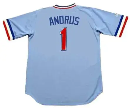 ELVIS ANDRUS Texas Rangers 1980’s Majestic Cooperstown Throwback Baseball Jersey 