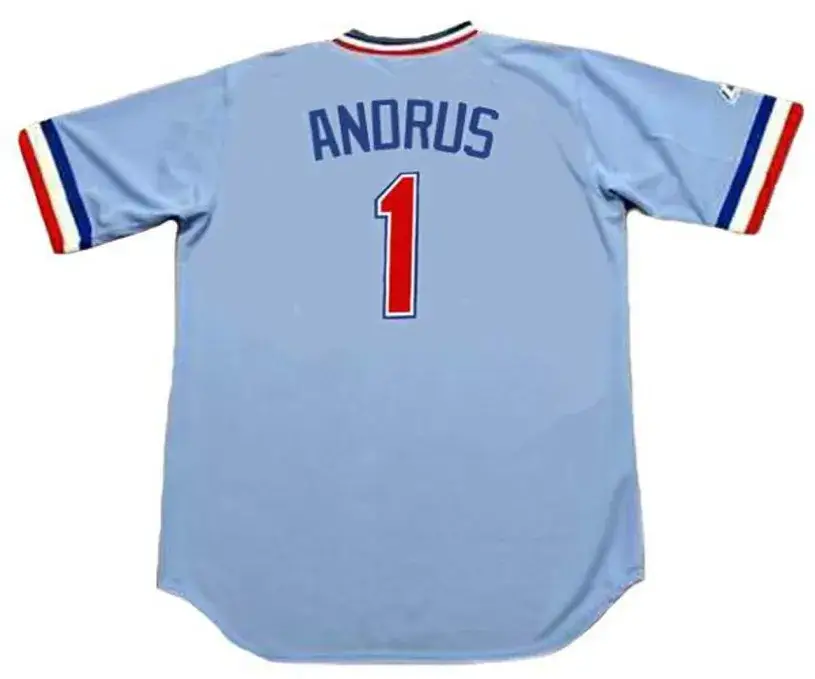 ELVIS ANDRUS Texas Rangers 1980’s Majestic Cooperstown Throwback Baseball Jersey 