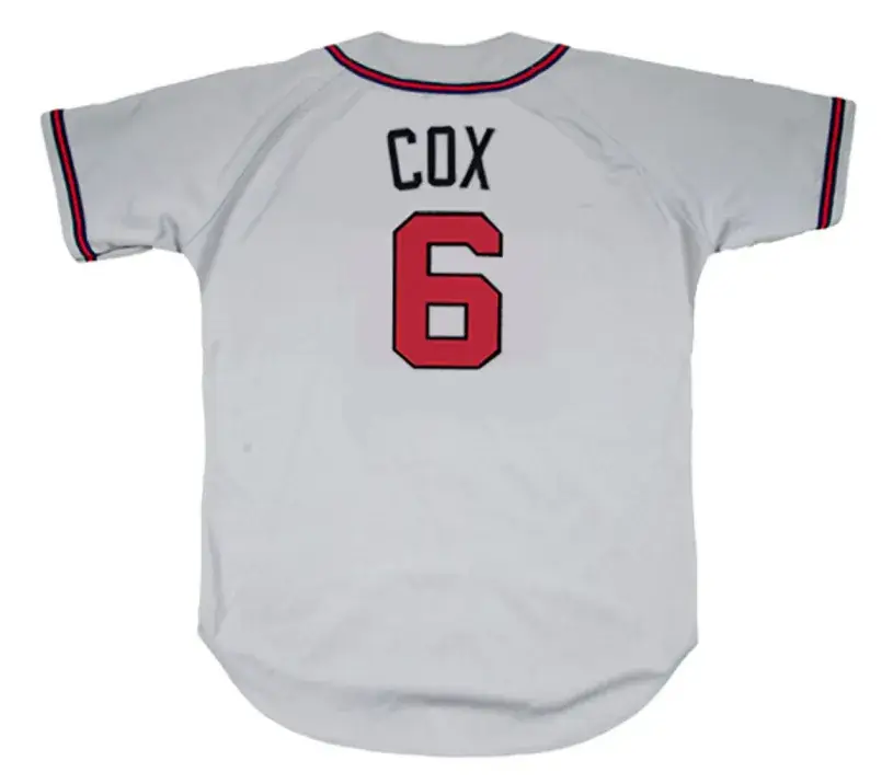 BOBBY COX Atlanta Braves 1995 Away Majestic Throwback Baseball Jersey 