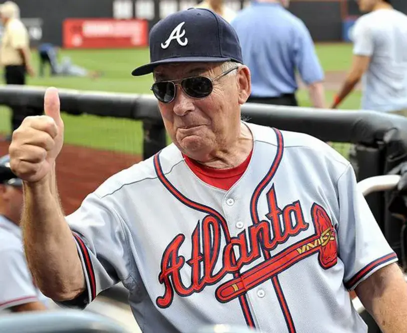 BOBBY COX Atlanta Braves 1995 Away Majestic Throwback Baseball Jersey 
