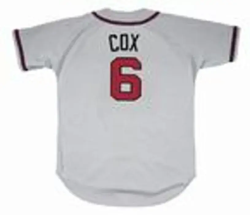 BOBBY COX Atlanta Braves 1995 Away Majestic Throwback Baseball Jersey 