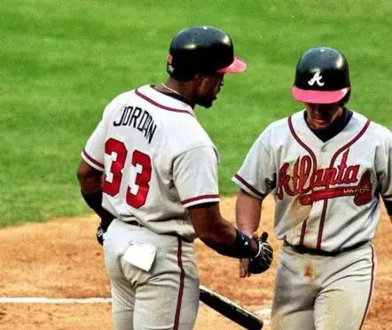 BRIAN JORDAN Atlanta Braves 1999 Away Majestic Throwback Baseball Jersey 