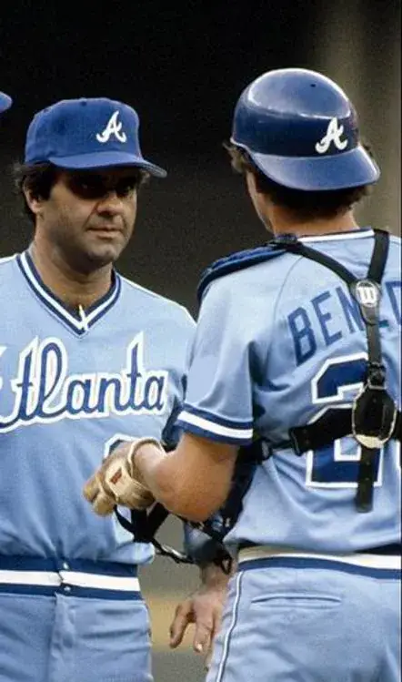 BRUCE BENEDICT Atlanta Braves 1982 Away Majestic Throwback Baseball Jersey 