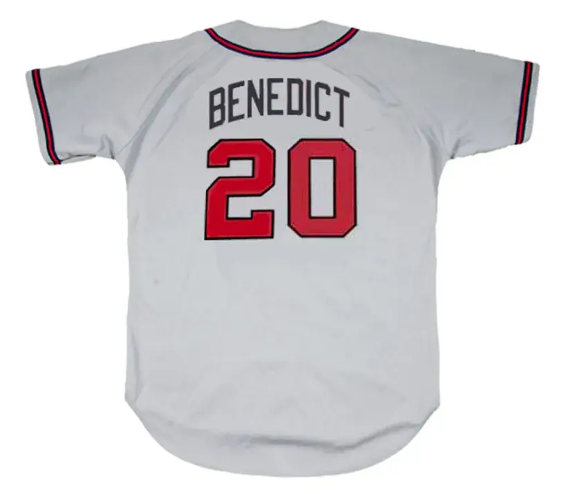 BRUCE BENEDICT Atlanta Braves 1988 Away Majestic Throwback Baseball Jersey 
